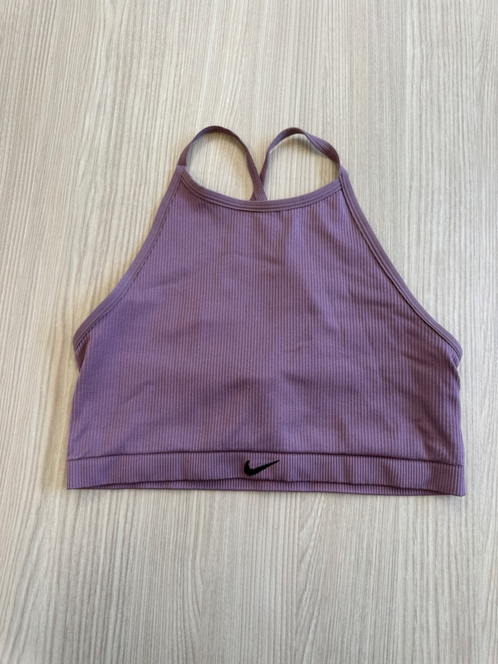 Nike Lavender Ribbed Sports Bra with Black Swoosh